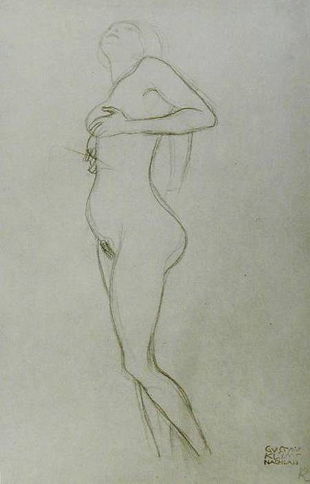 Standing Nude Girl Looking Up von Gustav Klimt