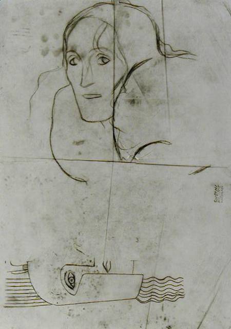 Studies for Ver Sacrum 1900 - Pallas Athene and a Tragic Head von Gustav Klimt