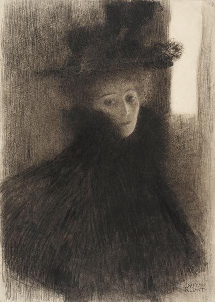 Bildnis einer Dame mit Cape und Hut