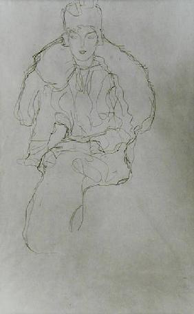 Seated Woman with Fur Wrap and Headdress 1917-18 ci