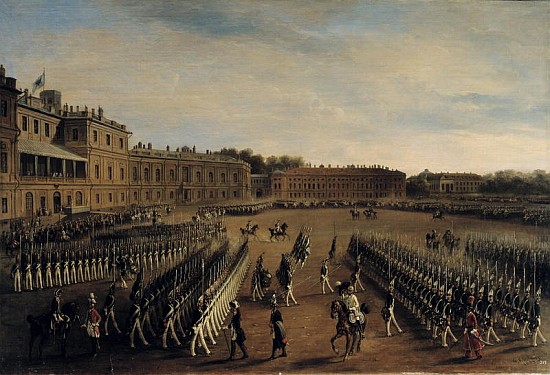 Parade at the time of Emperor Paul I (1754-1801) 1847 von Gustav Schwarz