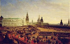 Military parade during the Coronation of Alexander II in the Moscow Kremlin on the 18th February 185