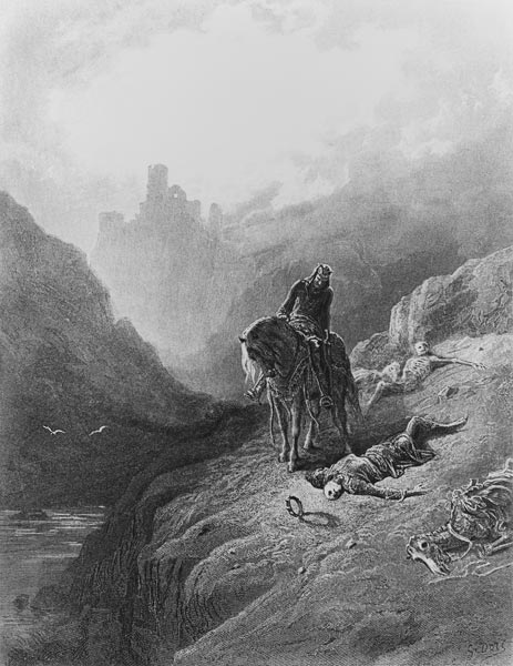 King Arthur discovers the Skeletons of the Brothers, illustration from ''Idylls of the King'' von Gustave Alfred TennysonDore