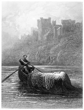 The Body of Elaine on its way to King Arthur''s Palace, illustration from ''Idylls of the King''