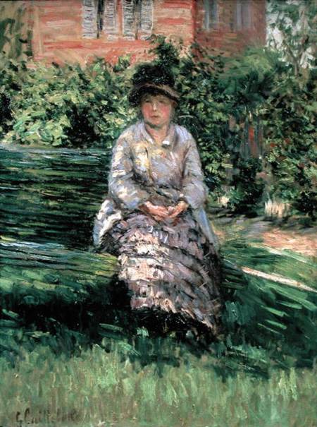 Madame Renoir (1860-1915) in the Garden at Petit-Gennevilliers von Gustave Caillebotte