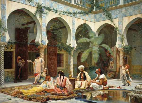 Der Hof des Dar Khdaoudj el Amia Palastes in Algier von Gustave Clarence Rodolphe Boulanger