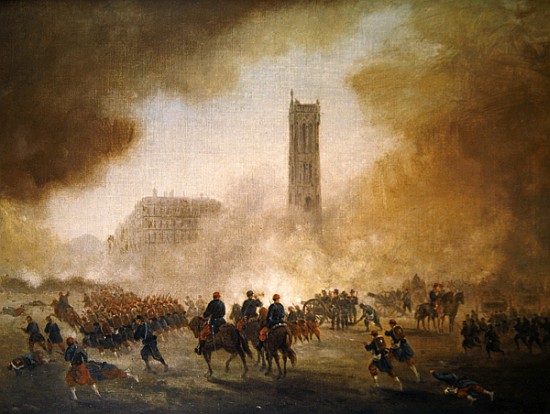 Paris Commune: fighting in front of the Tour Saint-Jacques von Gustave Clarence Rodolphe Boulanger