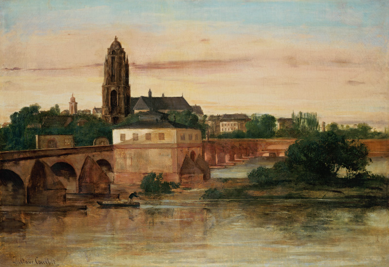 Blick auf Frankfurt am Main mit der Alten Brücke von Sachsenhausen her von Gustave Courbet