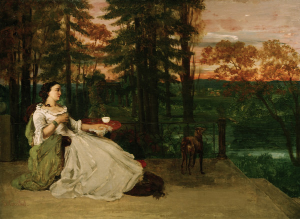 Dame auf der Terrasse von Gustave Courbet