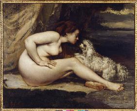 Femme nue au chien 1861