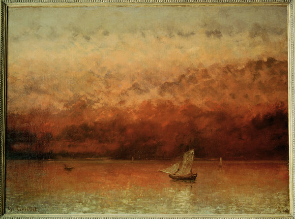 Genfer See bei Sonnenunterg von Gustave Courbet