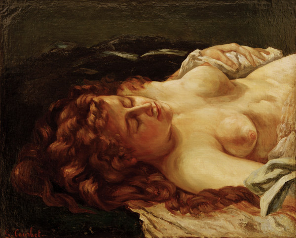 Schlafende rothaarige Frau von Gustave Courbet