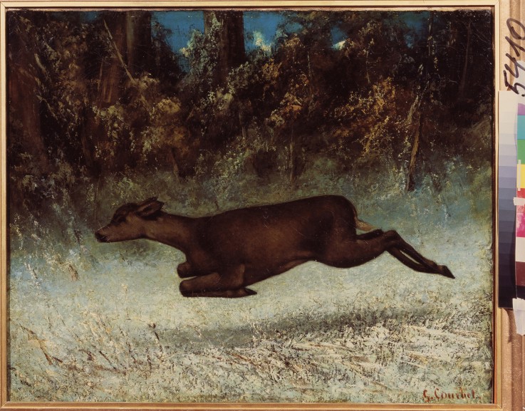 Sprung einer Damhirsch von Gustave Courbet