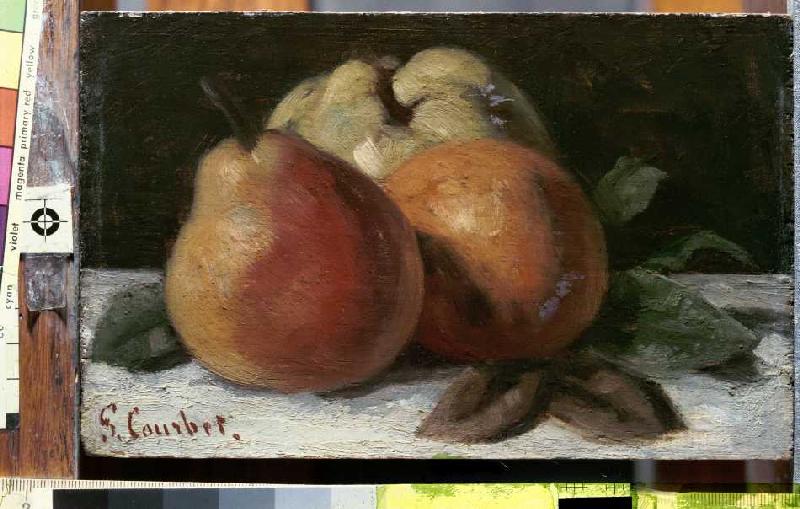 Stillleben mit Apfel, Birne und Orange von Gustave Courbet