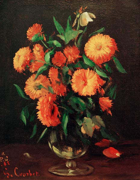 Vase mit Ringelblumen von Gustave Courbet