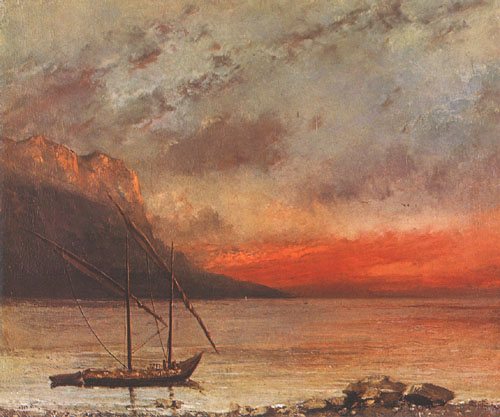 Vue du lac, coucher de soleil von Gustave Courbet