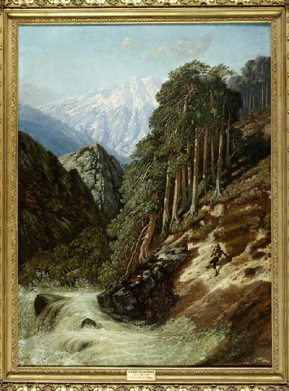 Alpine Landschaft mit Wildbach von Gustave Doré