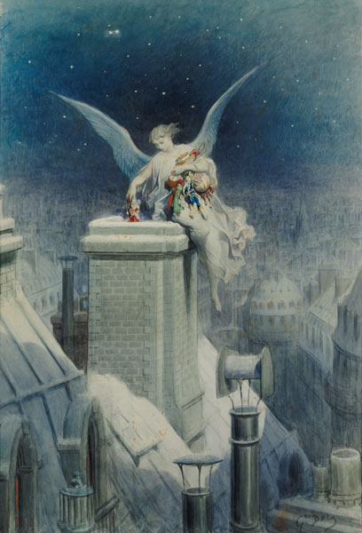 Christmas Eve (w/c & gouache on paper) von Gustave Doré