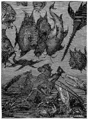 Illustration für das Buch "Die Abenteuer des Baron Münchhausen" von Rudolph Erich Raspe 1862