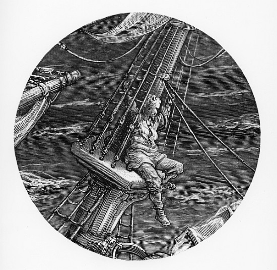 The Mariner aloft in the poop of the ship, scene from ''The Rime of the Ancient Mariner'' S.T. Coler von Gustave Doré