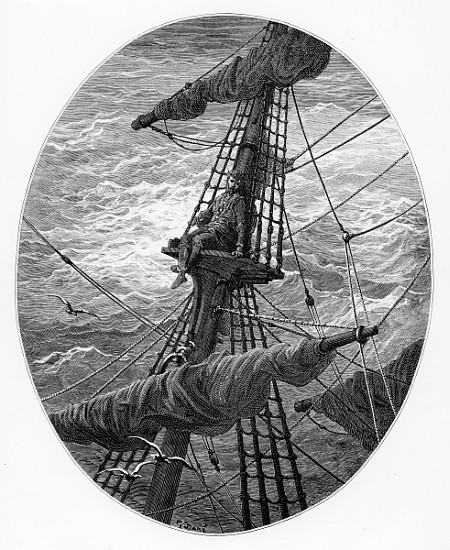 The Mariner up the mast during a storm, scene from ''The Rime of the Ancient Mariner'' S.T. Coleridg von Gustave Doré