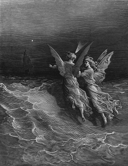 The two fellow spirits of the Spirit of the South Pole ask the question why the ship travels so swif von Gustave Doré