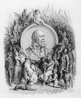 Frontispiece to ''Idylls of the King'' with a portrait of Alfred, Lord Tennyson