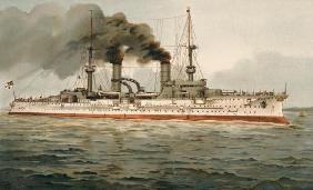 S.M. Grosse Kreuzer 'Furst Bismarck' (H.M. Great Cruiser 'Prince Bismarck') c.1899 (litho) 19th
