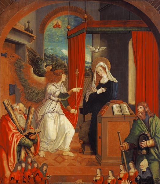 Mariae Verkündigung (mit hl. Andreas und hl. Jakobus, sowie sechs Stifterfiguren) von Hans Dürer