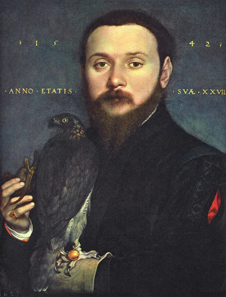 Edelmann mit einem Falken von Hans Holbein der Jüngere
