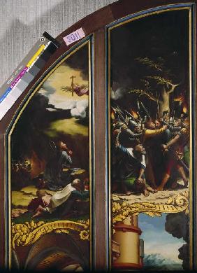 Flügelaltar mit acht Bildern aus der Passion Christi, Detail: Gebet am Ölberg und Der Judaskuss (sie Um 1524