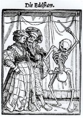 Death and the Noblewoman, from 'The Dance of Death', engraved by Hans Lutzelburger, c.1538 (woodcut) 19th