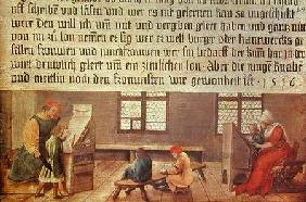 A School Teacher Explaining the Meaning of a Letter to Illiterate Workers 1516