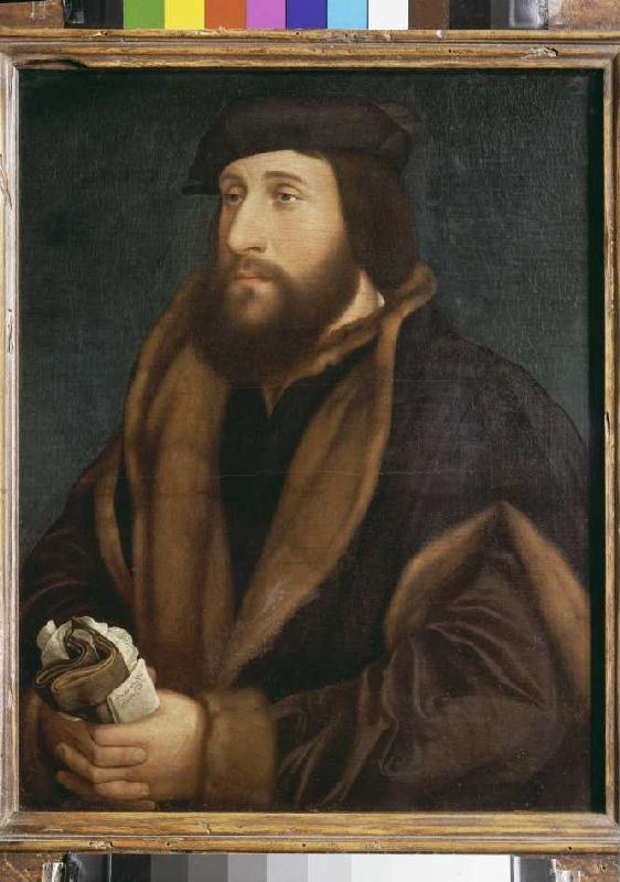 Unbekannter Mann mit Brief und Handschuhen von Hans Holbein der Jüngere