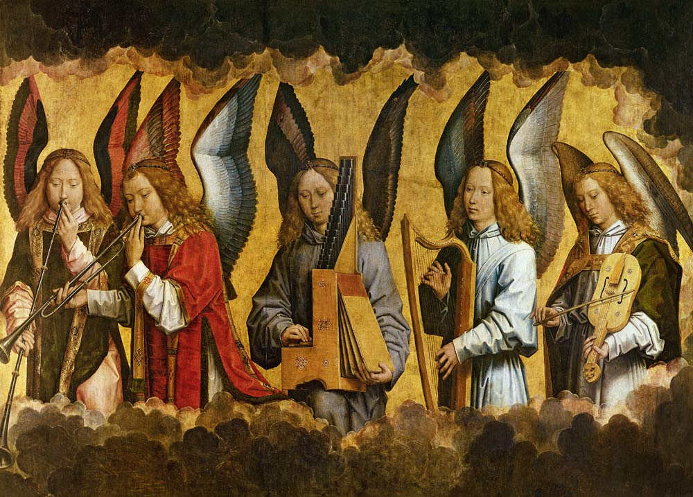 Angels Playing Musical Instruments, right hand panel from a triptych from the Church of Santa Maria von Hans Memling