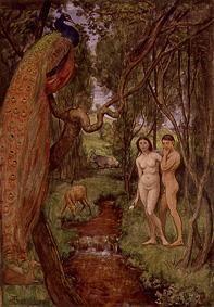 Adam und Eva im Paradies.