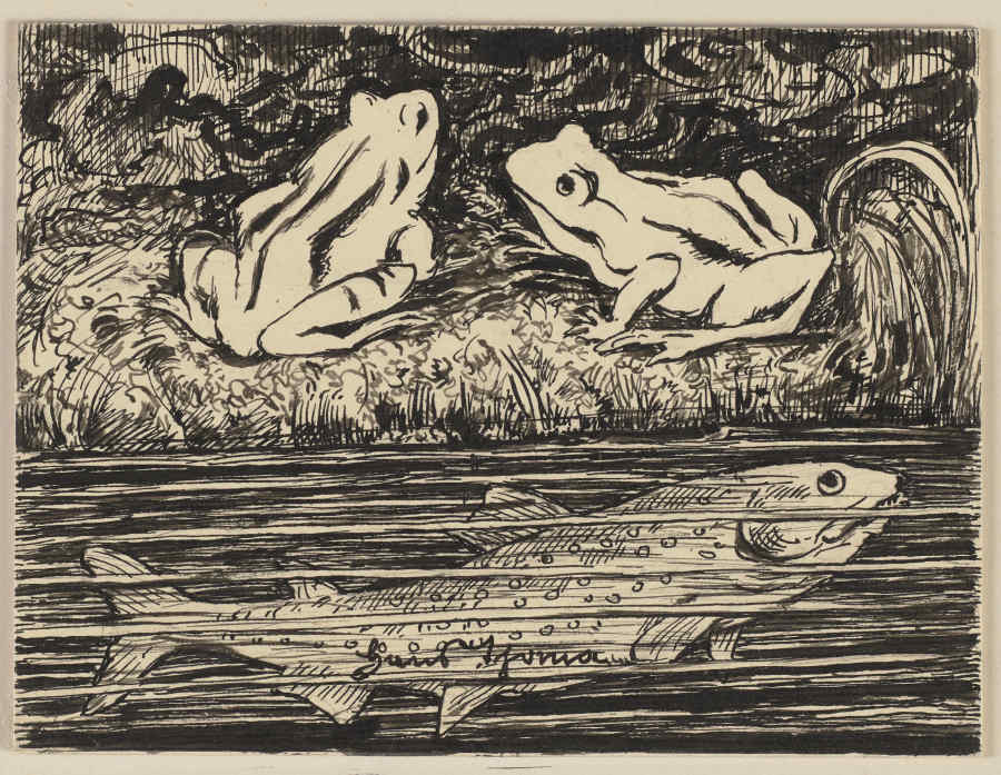 Zeichnung zur Fibel: Frosch von Hans Thoma