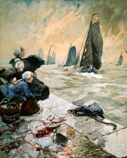 Fischerfrauen in Erwartung der Boote von Hans von Bartels