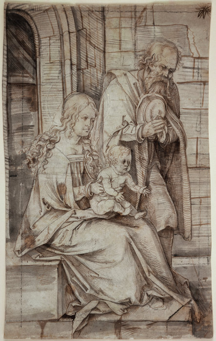 Heilige Familie (linker Teil einer Anbetung der Könige) von Hans von Kulmbach