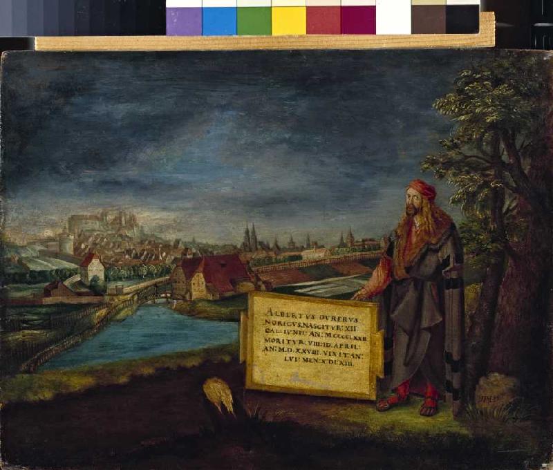 Blick auf Nürnberg mit Altbrecht Dürer im Vordergrund von Hans Sebald Lautensack