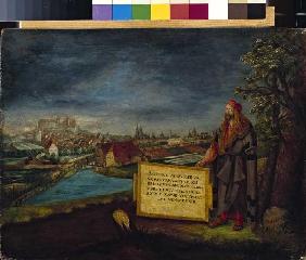 Blick auf Nürnberg mit Altbrecht Dürer im Vordergrund 1553