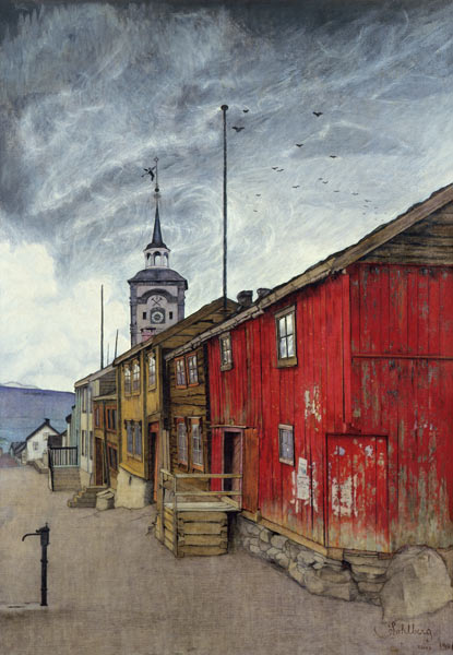 Straße in Røros von Harald Sohlberg