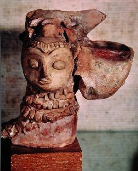 Lamp in the form of a female head, from Mohenjo-Daro, Indus Valley, Pakistan 3000-1500