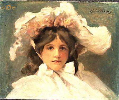 Girl in an Edwardian Bonnet von Harold Oakley