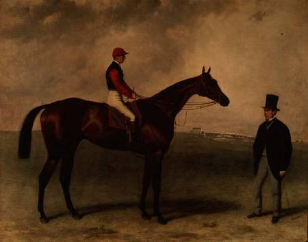 "Gladiateur" with Harry Grimshaw up and his owner, Count Frederic de Lagrange von Harry Hall