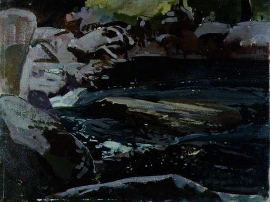 Flowing River (oil on canvas board) von Harry Watson