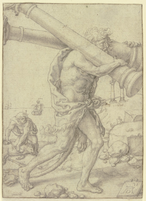 Herkules trägt die Säulen nach der Enge von Gades von Heinrich Aldegrever