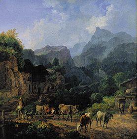 Morgen in einem Tiroler Dorf 1834
