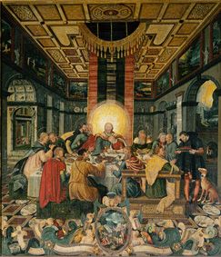 Das letzte Abendmahl. Mitteltafel vom Altar der Frauenkirche in Mühlberg/Elbe Elbe von Heinrich Göding d.Ä.