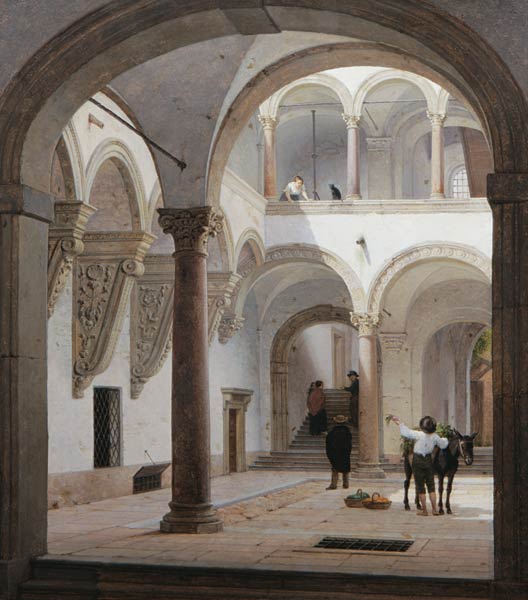Courtyard of the Palazzo Fava, Bologna von Heinrich Hansen